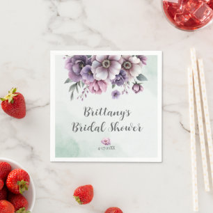 Bridal Shower Lavender & Green Floral Napkins