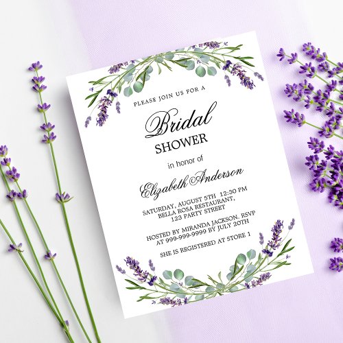 Bridal shower lavender violet budget invitation