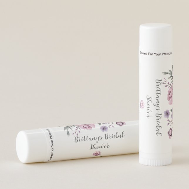 Bridal Shower Lavender Watercolor Floral Lip Balm (Front)