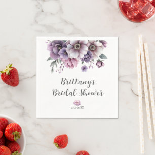 Bridal Shower Lavender Watercolor Floral Napkins