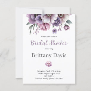 Bridal Shower Lavender Watercolor Floral Postcard
