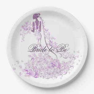 Bridal Shower Lavender Wedding Dress Paper Plates