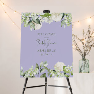 Bridal Shower Lavender & White Hydrangea Welcome Foam Board