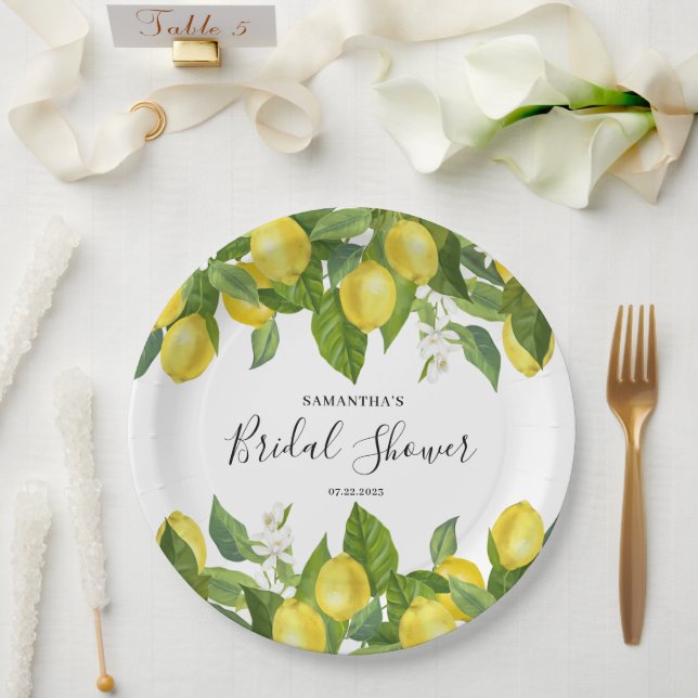 Bridal Shower Lemon Citrus Paper Plate (Wedding)