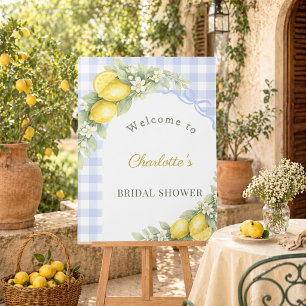 Bridal Shower lemons blue bow gingham welcome Foam Board
