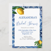 Bridal Shower Lemons Blue White Tuscan Tile Invitation (Front)