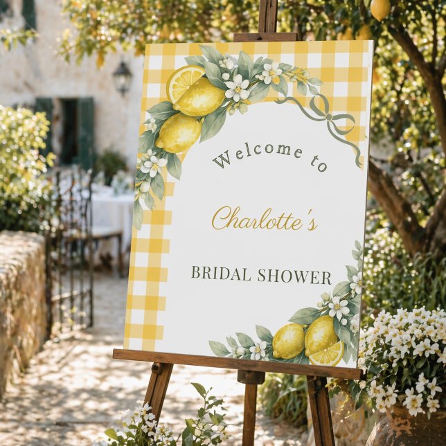 Bridal Shower lemons gingham bow welcome Foam Board (Creator Uploaded)