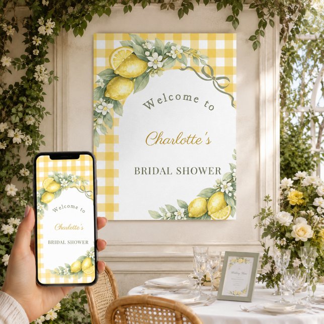 Bridal Shower lemons gingham bow welcome Poster (Creator Uploaded)