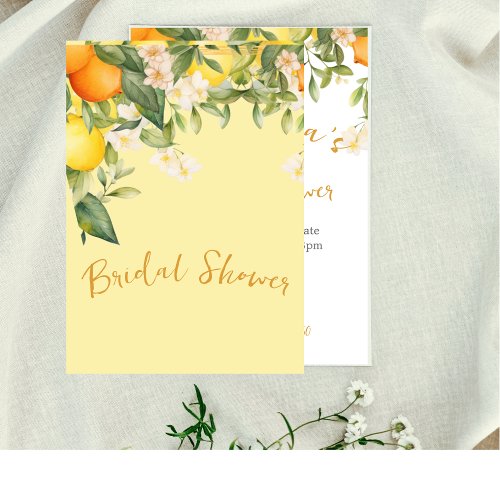 Bridal Shower Lemons Oranges Citrus  Floral  Invitation