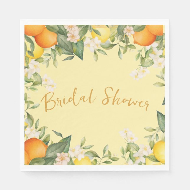 Bridal Shower Lemons Oranges Citrus Floral  Napkins (Front)