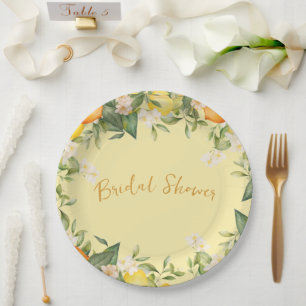 Bridal Shower Lemons Oranges Citrus Floral Paper Plates