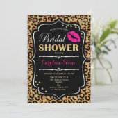 Bridal Shower - Leopard Print Pink Gold Invitation (Standing Front)