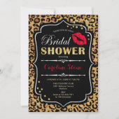 Bridal Shower - Leopard Print Red Gold Invitation (Front)