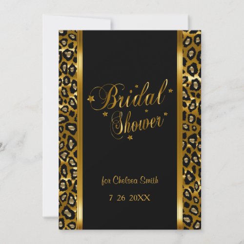 Bridal Shower _ Leopard Print With Gold Lettering Invitation