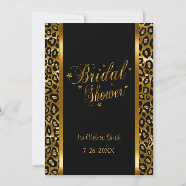Bridal Shower - Leopard Print With Gold Lettering Invitation (Front)