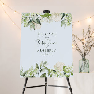 Bridal Shower Light Blue White Hydrangea Welcome Foam Board