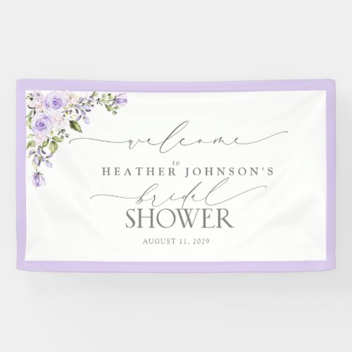 Bridal Shower Lilac Lavender Floral Welcome Banner