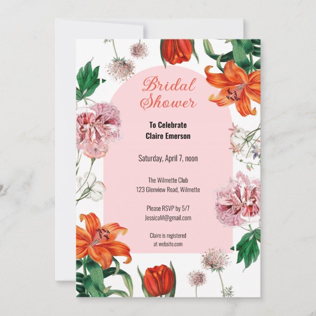 Bridal Shower Lily Floral Invitation (Front)