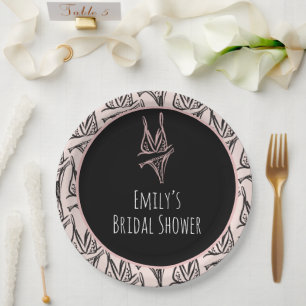 Bridal Shower Lingerie Party Pink Pattern Paper Plates