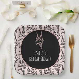 Bridal Shower Lingerie Party Pink Pattern Paper Plates