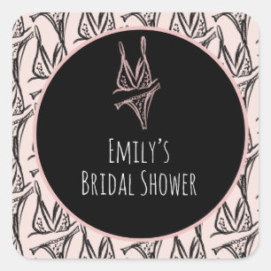 Bridal Shower Lingerie Party Pink Pattern    Square Sticker
