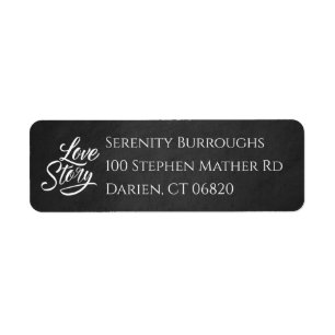 Bridal Shower Love Story Black Chalkboard Wedding Label