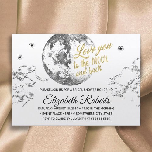 Bridal Shower Love You To the Moon  Back Invitation