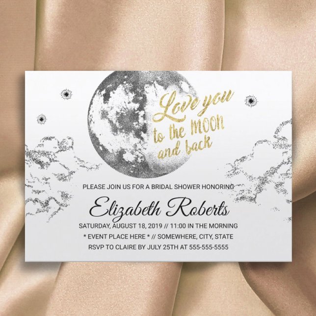 Bridal Shower Love You To the Moon & Back Invitation (Creator Uploaded)