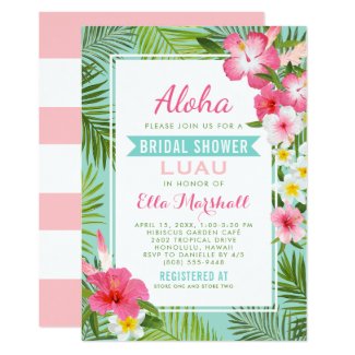 Bridal Shower Luau Invitations | Tropical Flowers