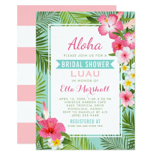 bridal shower luau invitations tropical flowers zazzle com