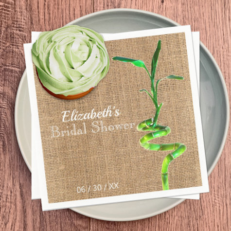 Bridal Shower Lucky Bamboo Burlap Personalized