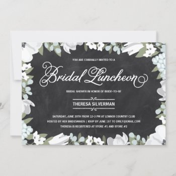 Bridal Shower Lunch Black & White Elegant Floral Invitation by dulceevents at Zazzle