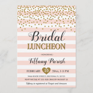 Bridal Shower Luncheon Blush Pink and Gold Glitter Invitation