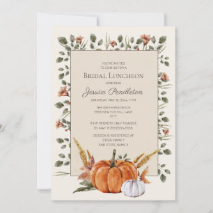Bridal Shower Luncheon Orange White Pumpkins   Invitation