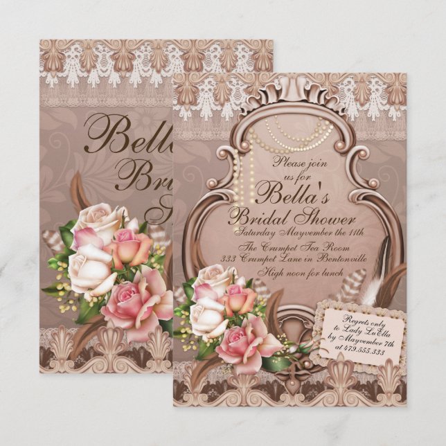 Bridal Shower Luncheon Party Invitations (Front/Back)