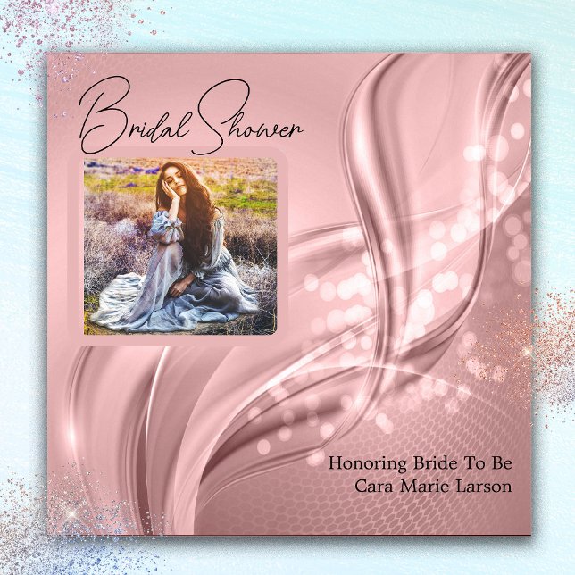 Bridal Shower Luxury Pink Metallic Photo Invitation (Creator Uploaded)