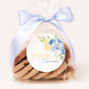 Bridal Shower Main Squeeze Blue Yellow Favor Classic Round Sticker