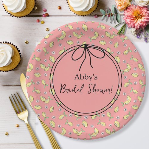 Bridal Shower Main Squeeze Vintage Pink Lemon  Paper Plates