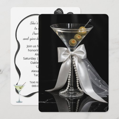 Bridal Shower Martini with Veil and Pearls Invitation