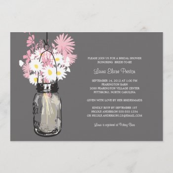 Bridal Shower Mason Jar And Wildflowers Invitation by labellarue at Zazzle