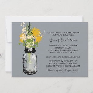 Bridal Shower Mason Jar and Wildflowers Invitation