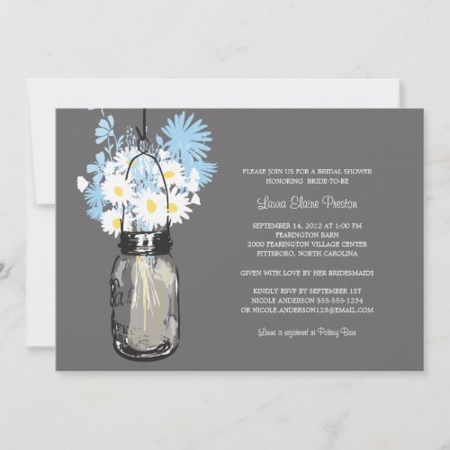 Bridal Shower Mason Jar and Wildflowers Announcements