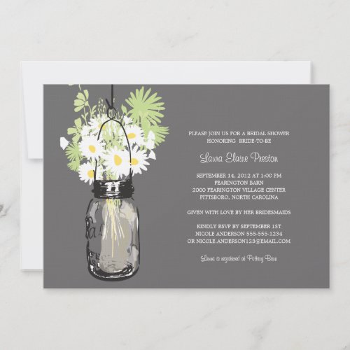 Bridal Shower Mason Jar and Wildflowers Invitations