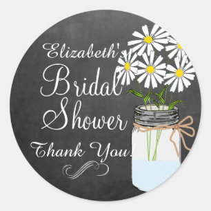 Bridal Shower Mason Jar Flower Chalkboard Classic Round Sticker