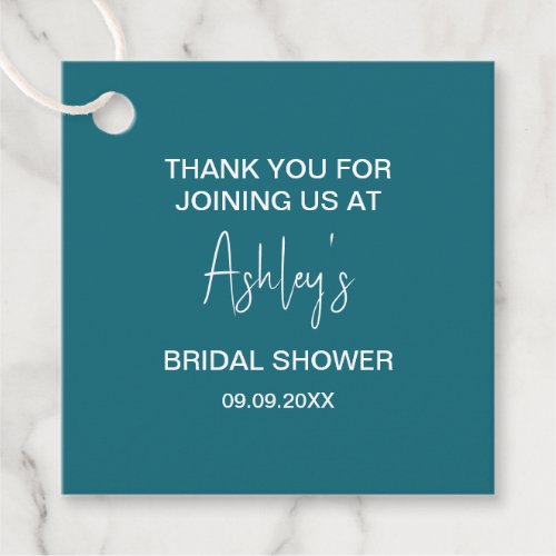 Bridal Shower Mid_Century Modern Faded Blue Gold Favor Tags