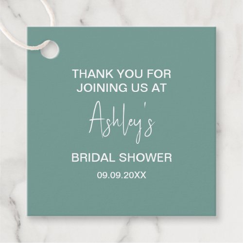 Bridal Shower Mid_Century Modern Faded Turquoise Favor Tags