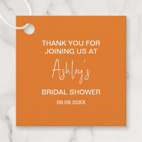 Bridal Shower Mid_Century Modern Orange Sun Mod Favor Tags