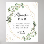 Bridal Shower Mimosa Bar Sign Geometric Eucalyptus (Front)
