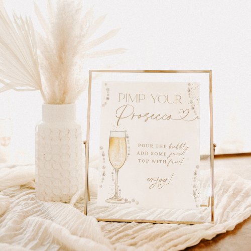 Bridal Shower Mimosa Bar Sign Pearls  Prosecco Poster