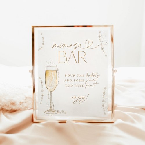 Bridal Shower Mimosa Bar Sign Pearls  Prosecco Poster